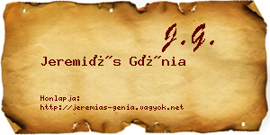 Jeremiás Génia névjegykártya